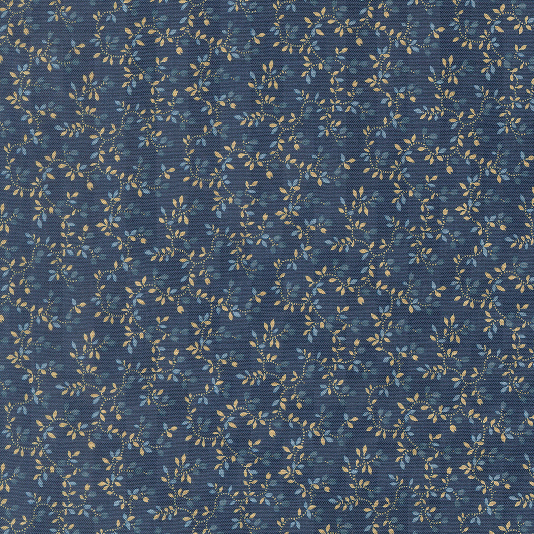 Pamelias Path Entwined Florals Vines Indigo by Betsy Chutchian for Moda