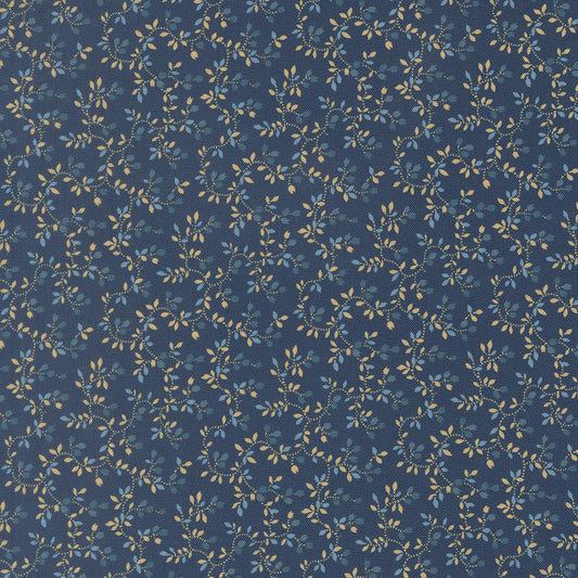 Pamelias Path Entwined Florals Vines Indigo by Betsy Chutchian for Moda
