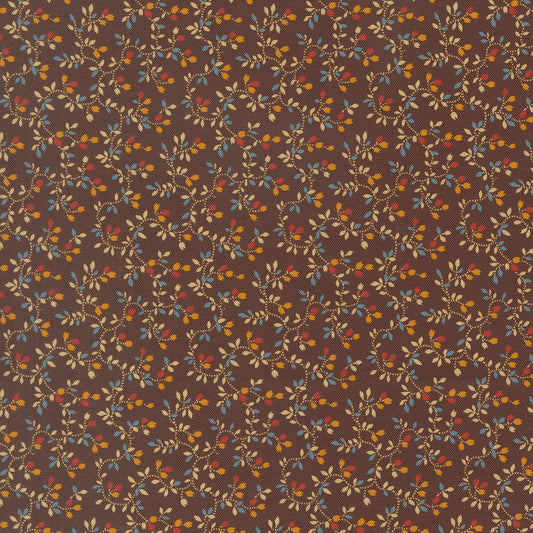 Pamelias Path Entwined Florals Vines Dark Chocolate by Betsy Chutchian for Moda