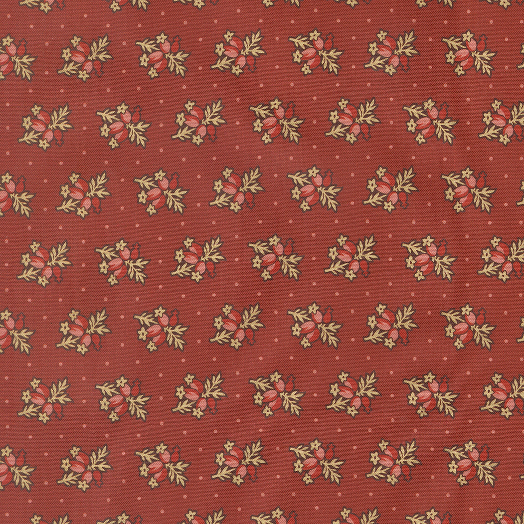 Pamelias Path Posey Florals Dots Madder Red by Betsy Chutchian for Moda