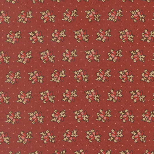 Pamelias Path Posey Florals Dots Madder Red by Betsy Chutchian for Moda