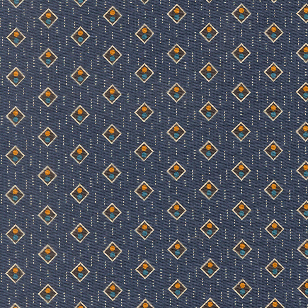 Pamelias Path Pan For Gold Blenders Stripe Indigo by Betsy Chutchian for Moda