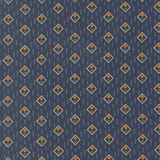 Pamelias Path Pan For Gold Blenders Stripe Indigo by Betsy Chutchian for Moda