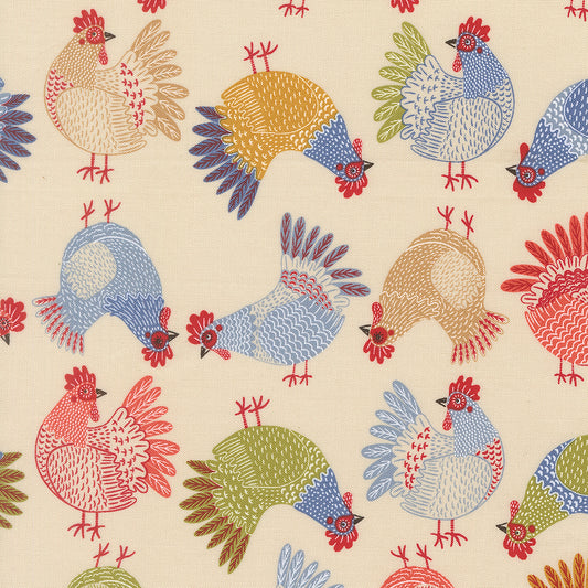 The Henhouse CLOUD Tossed Chickens yardage