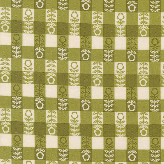 The Henhouse GRASS Flower Plaid Checks Gingham yardage