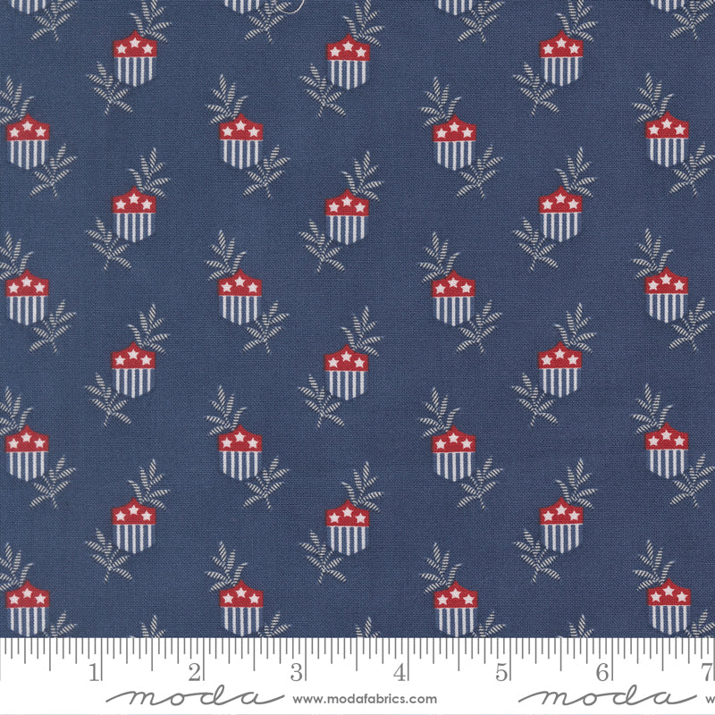American Gatherings III Star Shield Blue by Primitive Gatherings for Moda Fabrics 49320-14 scale