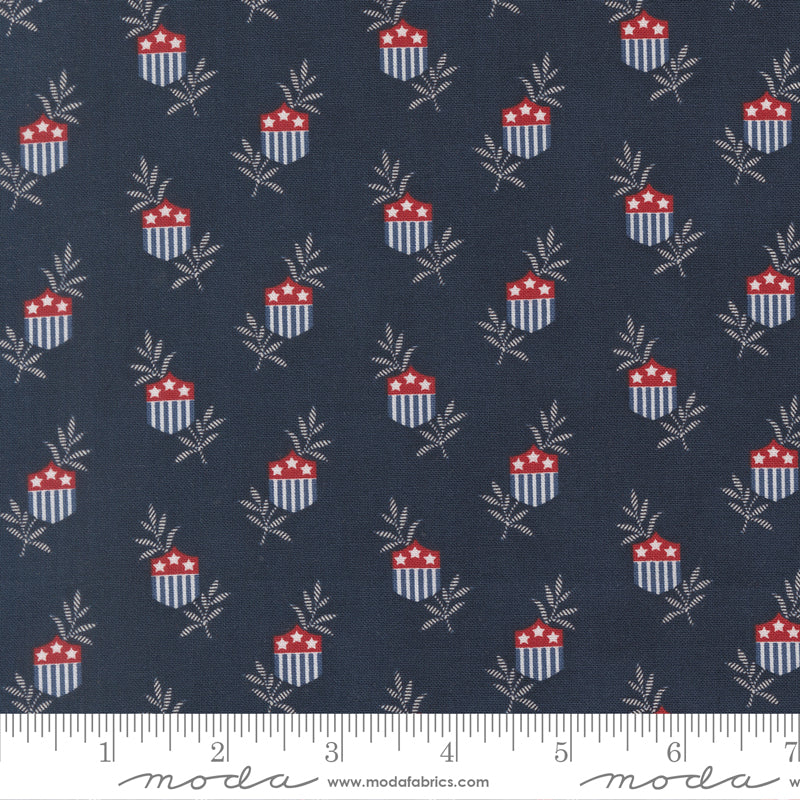 American Gatherings III Star Shield Navy by Primitive Gatherings for Moda Fabrics 49320-16 scale