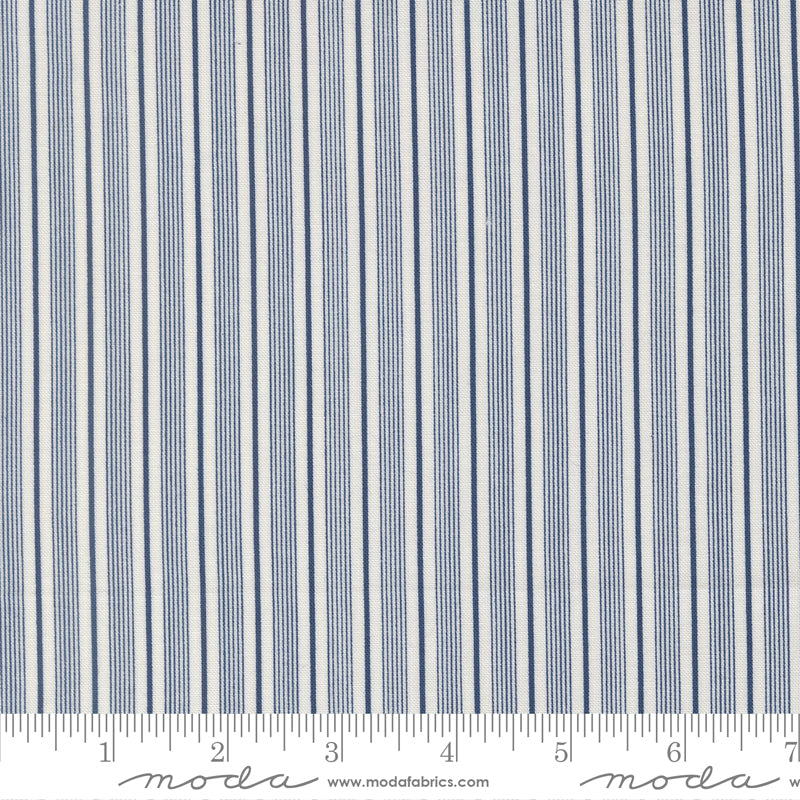 American Gatherings III Pathway Stripes Cloud Nautical Blue by Primitive Gatherings for Moda Fabrics 49321-24 scale