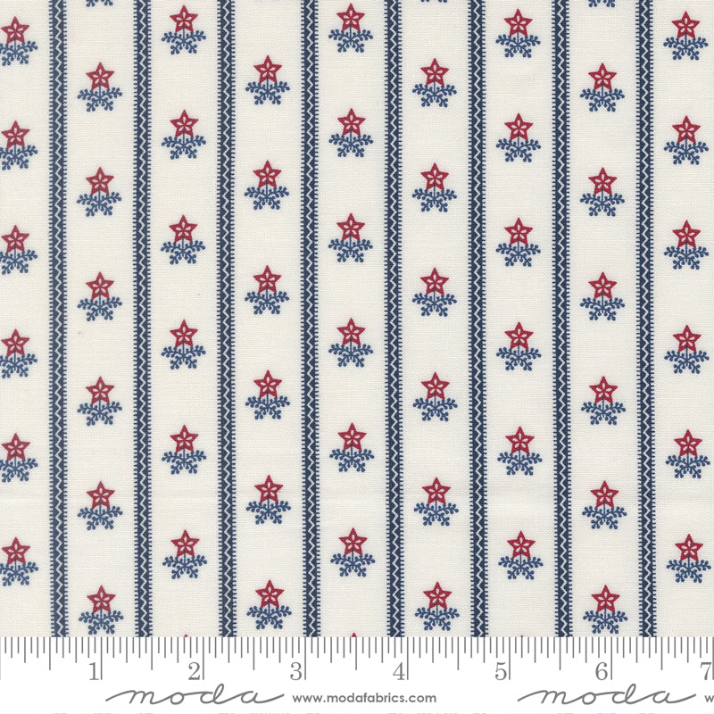 American Gatherings III Americana Star Bouquet Stripe Cloud by Primitive Gatherings for Moda Fabrics 49322-11 scale