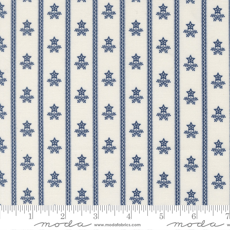 American Gatherings III Americana Star Bouquet Stripe Cloud Nautical Blue by Primitive Gatherings for Moda Fabrics 49322-24 scale
