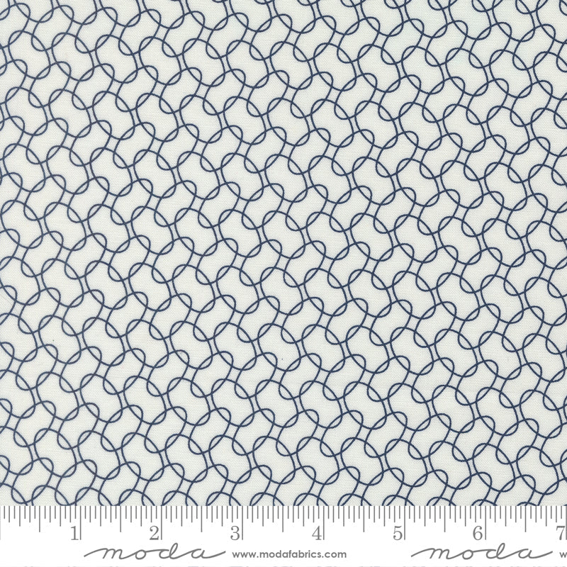American Gatherings III Intertwined Blender Cloud Nautical Blue by Primitive Gatherings for Moda Fabrics 49323-24 scale