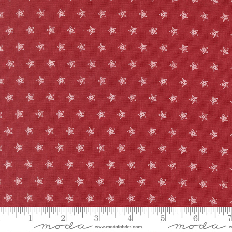 American Gatherings III Micro Star Crimson by Primitive Gatherings for Moda Fabrics 49324-12 scale