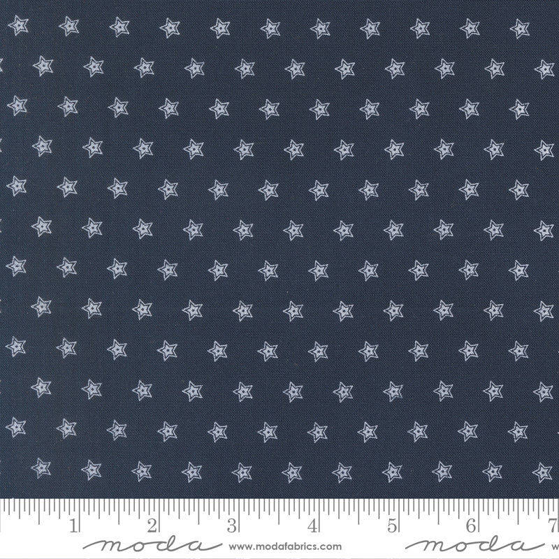 American Gatherings III Micro Star Navy by Primitive Gatherings for Moda Fabrics 49324-16 scale
