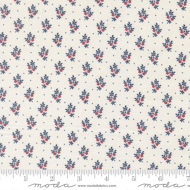 American Gatherings III Flower Sprigs Cloud by Primitive Gatherings for Moda Fabrics 49327-11 scale