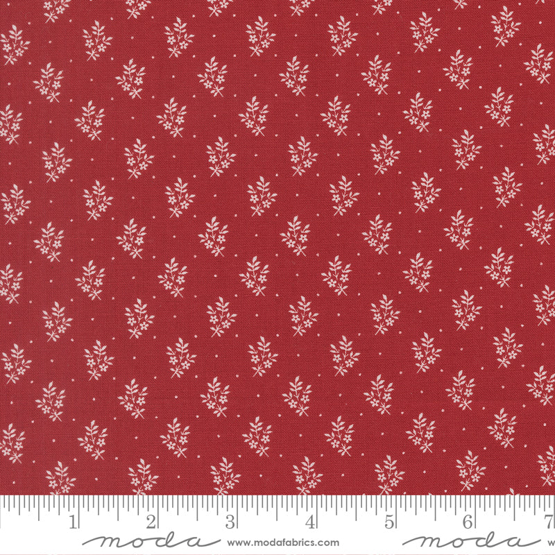 American Gatherings III Flower Sprigs Crimson by Primitive Gatherings for Moda Fabrics 49327-12 scale