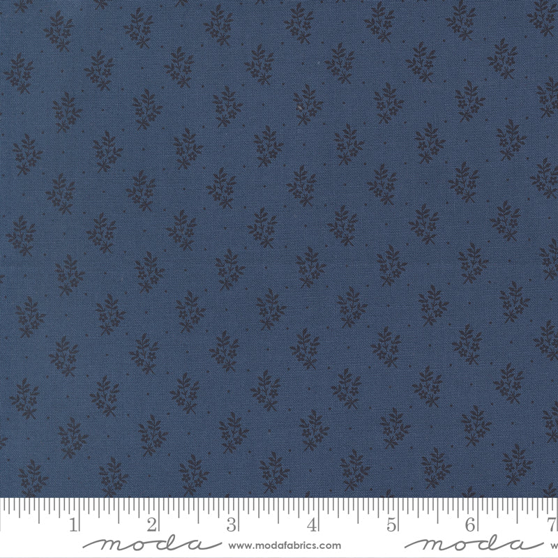 American Gatherings III Flower Sprigs Nautical Blue by Primitive Gatherings for Moda Fabrics 49327-14 scale