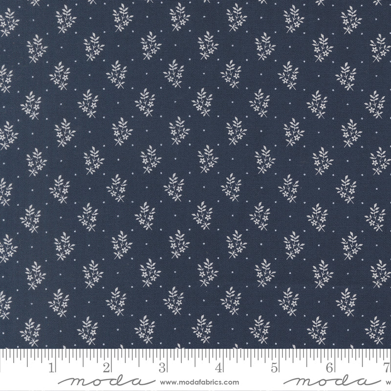 American Gatherings III Flower Sprigs American Blue by Primitive Gatherings for Moda Fabrics 49327-15 scale