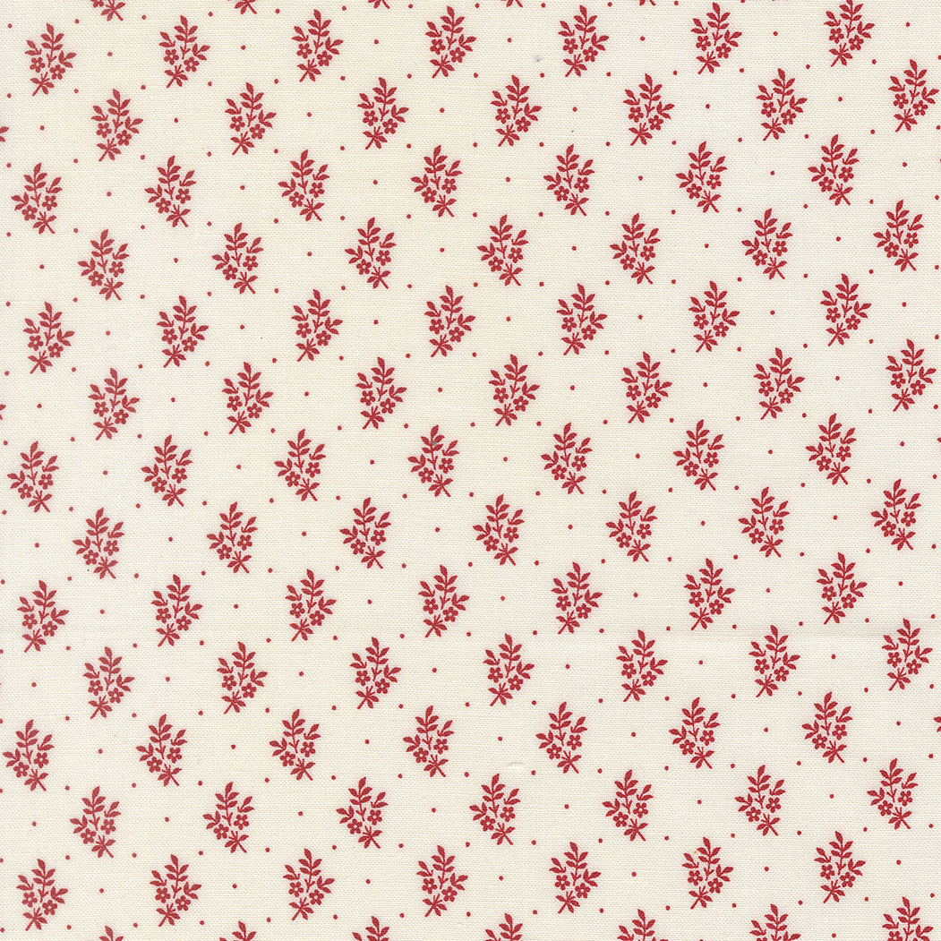 American Gatherings III Flower Sprigs Cloud Crimson by Primitive Gatherings for Moda Fabrics 49327-23