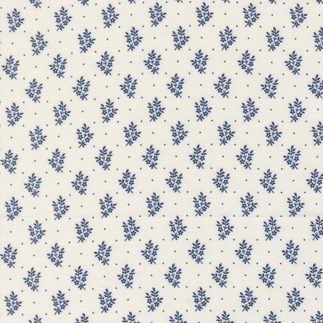 American Gatherings III Flower Sprigs Cloud Nautical Blue by Primitive Gatherings for Moda Fabrics 49327-24