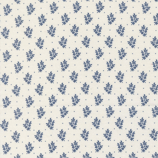 American Gatherings III Flower Sprigs Cloud Nautical Blue by Primitive Gatherings for Moda Fabrics 49327-24