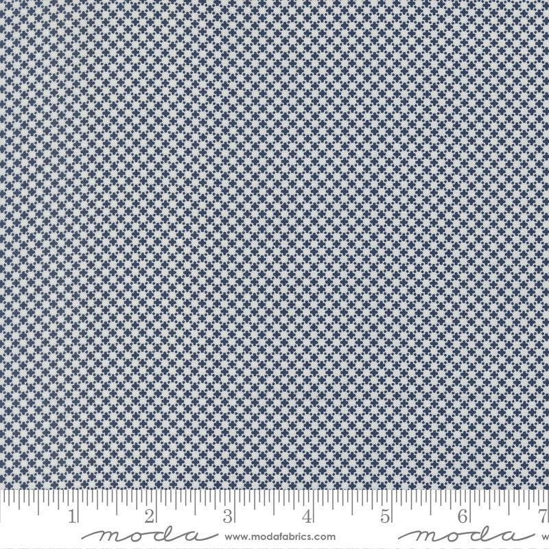 American Gatherings III Cross Stitch Blender Cloud Nautical Blue by Primitive Gatherings for Moda Fabrics 49328-24 scale