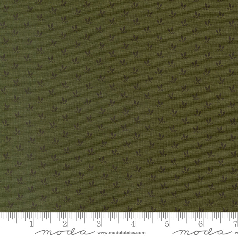 Joyful Gatherings ll Leaf Sprig Blenders Evergreen by Primitive Gatherings  for Moda Fabrics 49331-14 scale