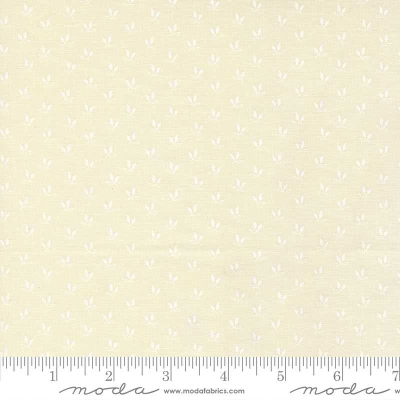 Joyful Gatherings ll Leaf Sprig Blenders Cloud White by Primitive Gatherings  for Moda Fabrics 49331-21 scale