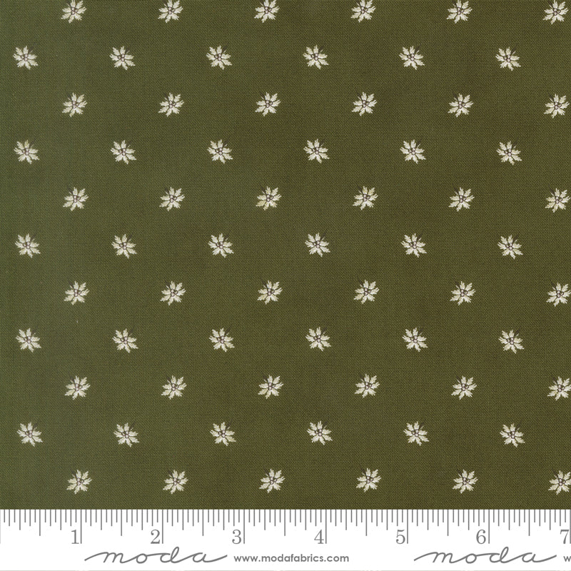 Joyful Gatherings ll Poinsettia Small Floral Evergreen by Primitive Gatherings  for Moda Fabrics 49332-14 scale