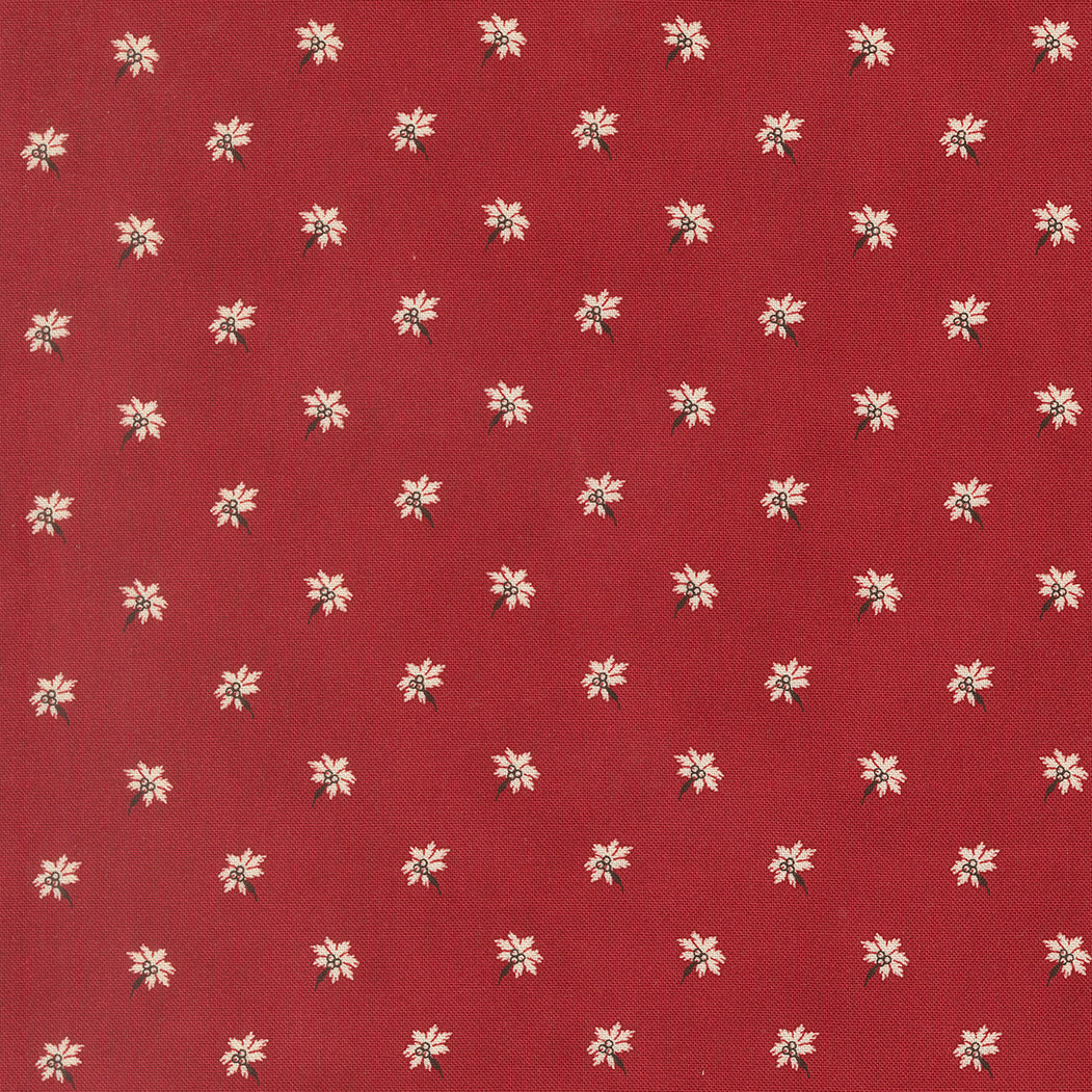 Joyful Gatherings ll Poinsettia Small Floral Deep Crimson by Primitive Gatherings  for Moda Fabrics 49332-13