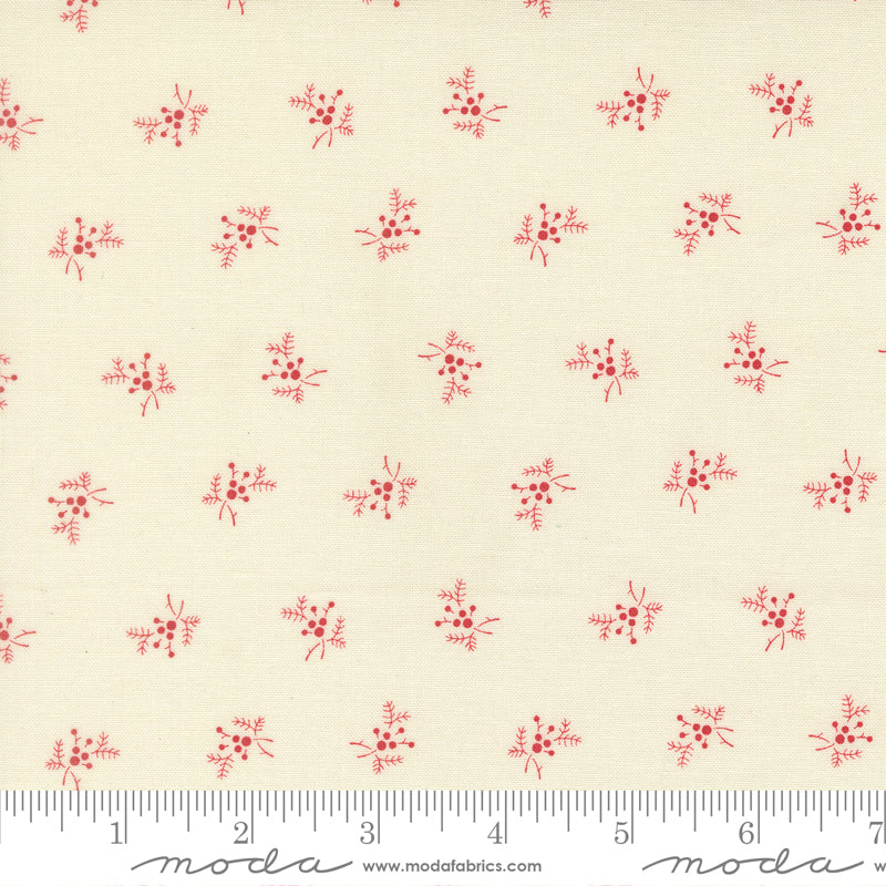 Joyful Gatherings ll Holly and Berries Christmas Cloud Crimson by Primitive Gatherings  for Moda Fabrics 49333-22 scale