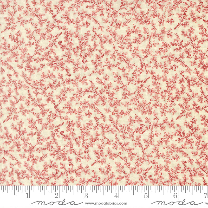 Joyful Gatherings ll Mistletoe Vine Blenders Cloud Crimson by Primitive Gatherings  for Moda Fabrics 49335-22 scale