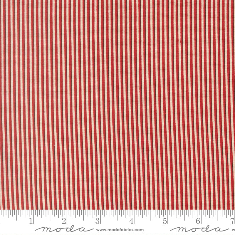 Joyful Gatherings ll Peppermint Stripe Stripes Cloud Crimson by Primitive Gatherings  for Moda Fabrics 49338-11 scale