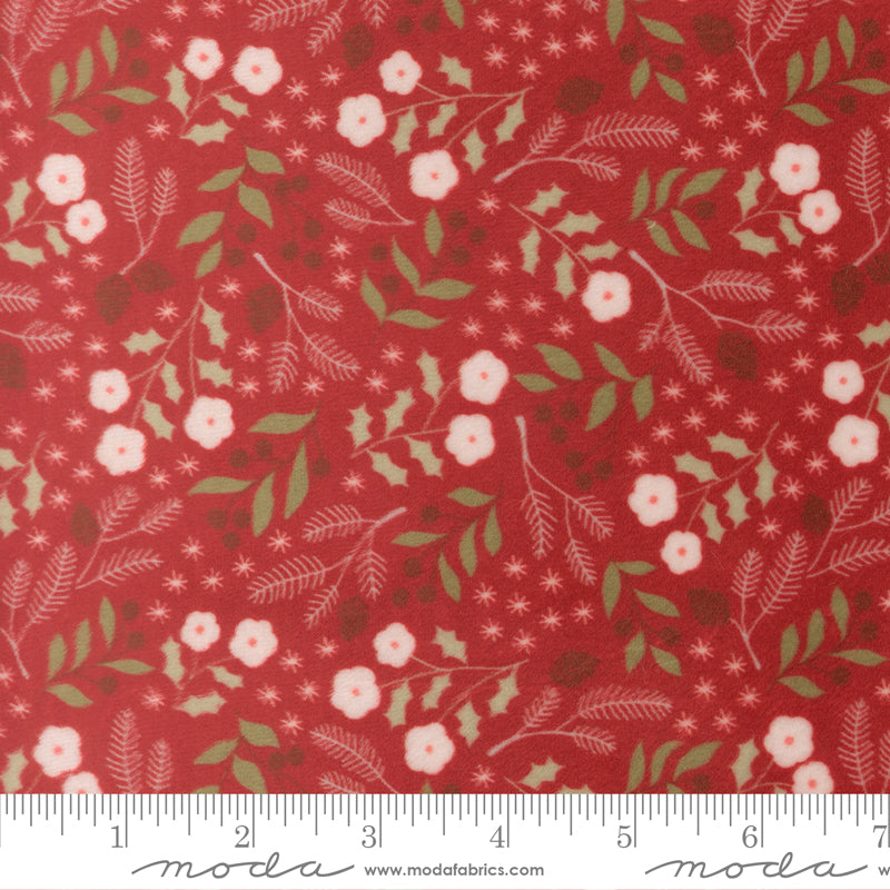 Christmas Eve Quilting Cuddle Winter Botanical Florals Cranberry by Lella Boutique for Moda Fabric 5181-16QC scale