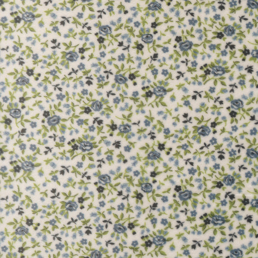 Nantucket Summer Quilt Cuddle Meadow Small Floral CREAM BLUE by Camille Roskelley for Moda 55277-11QC
