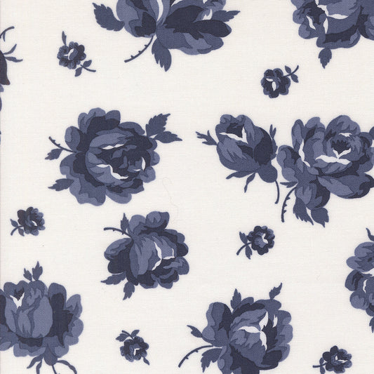 Summertime Bold Red Roses Cream Navy by Camille Roskelley for Moda Fabrics 55320-31