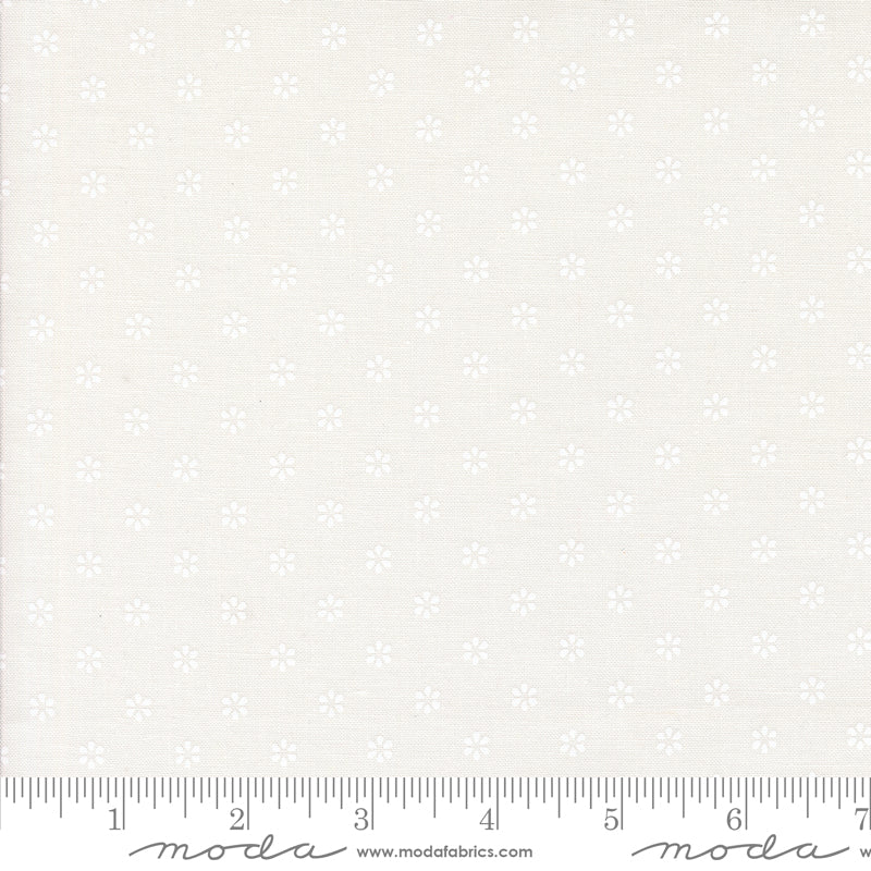Summertime Dainty White Flowers Cream White by Camille Roskelley for Moda Fabrics 55322-21 scale