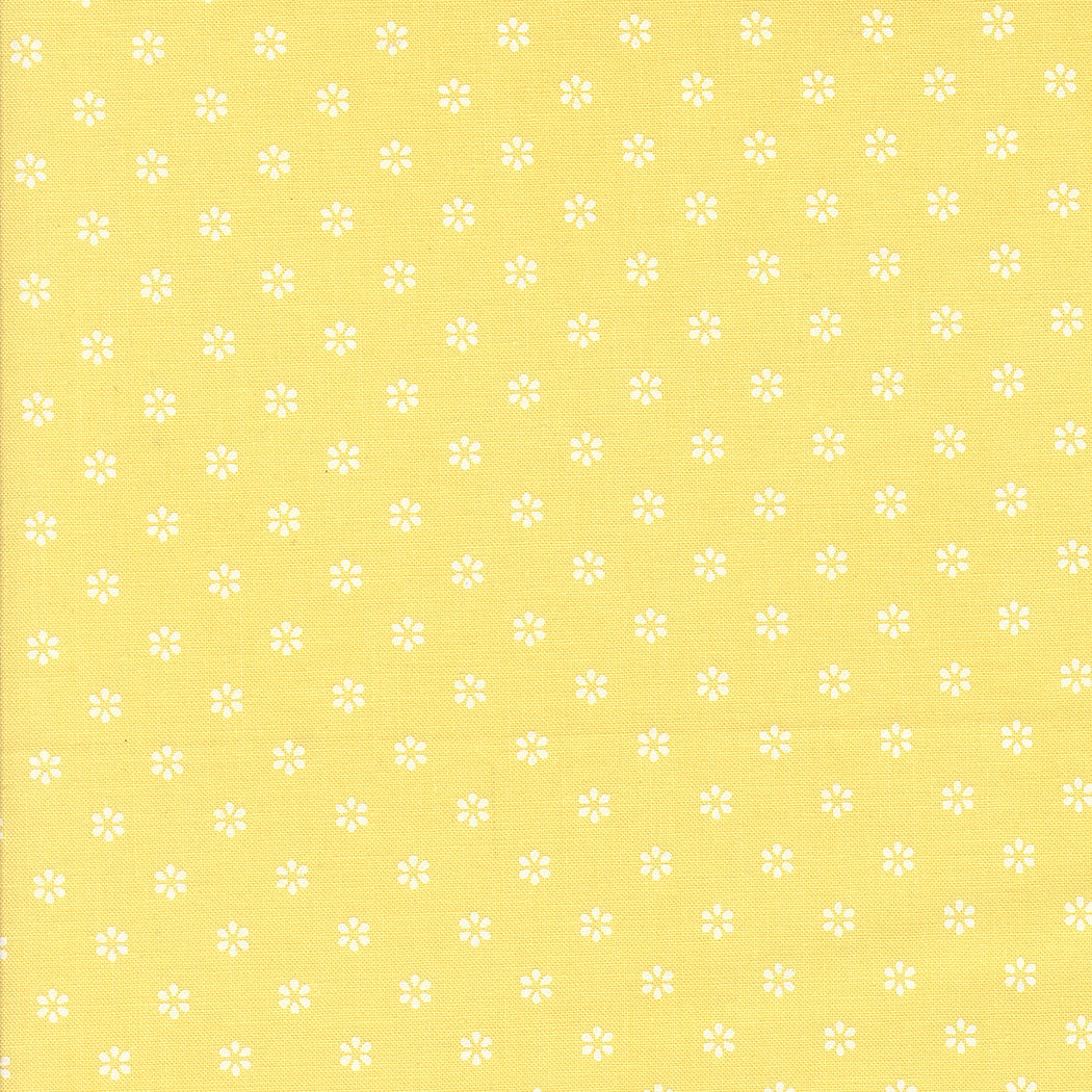 Summertime Dainty White Flowers Sunshine by Camille Roskelley for Moda Fabrics 55322-16