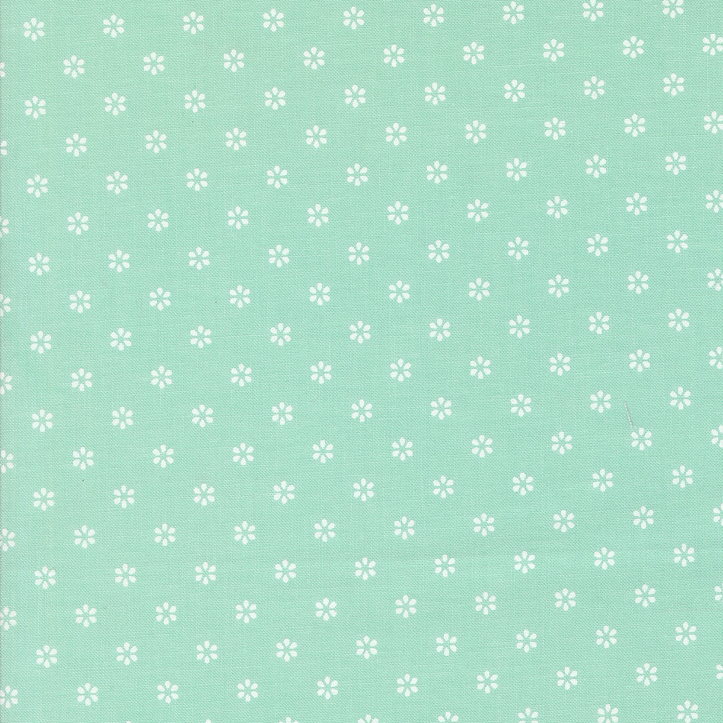 Summertime Dainty White Flowers Aqua by Camille Roskelley for Moda Fabrics 55322-19