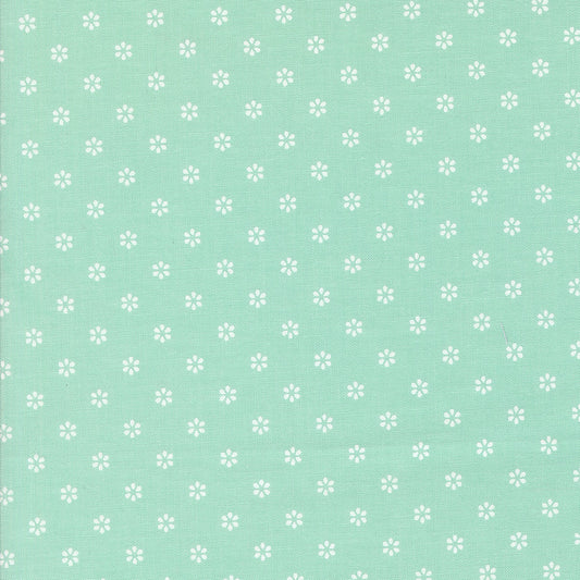Summertime Dainty White Flowers Aqua by Camille Roskelley for Moda Fabrics 55322-19