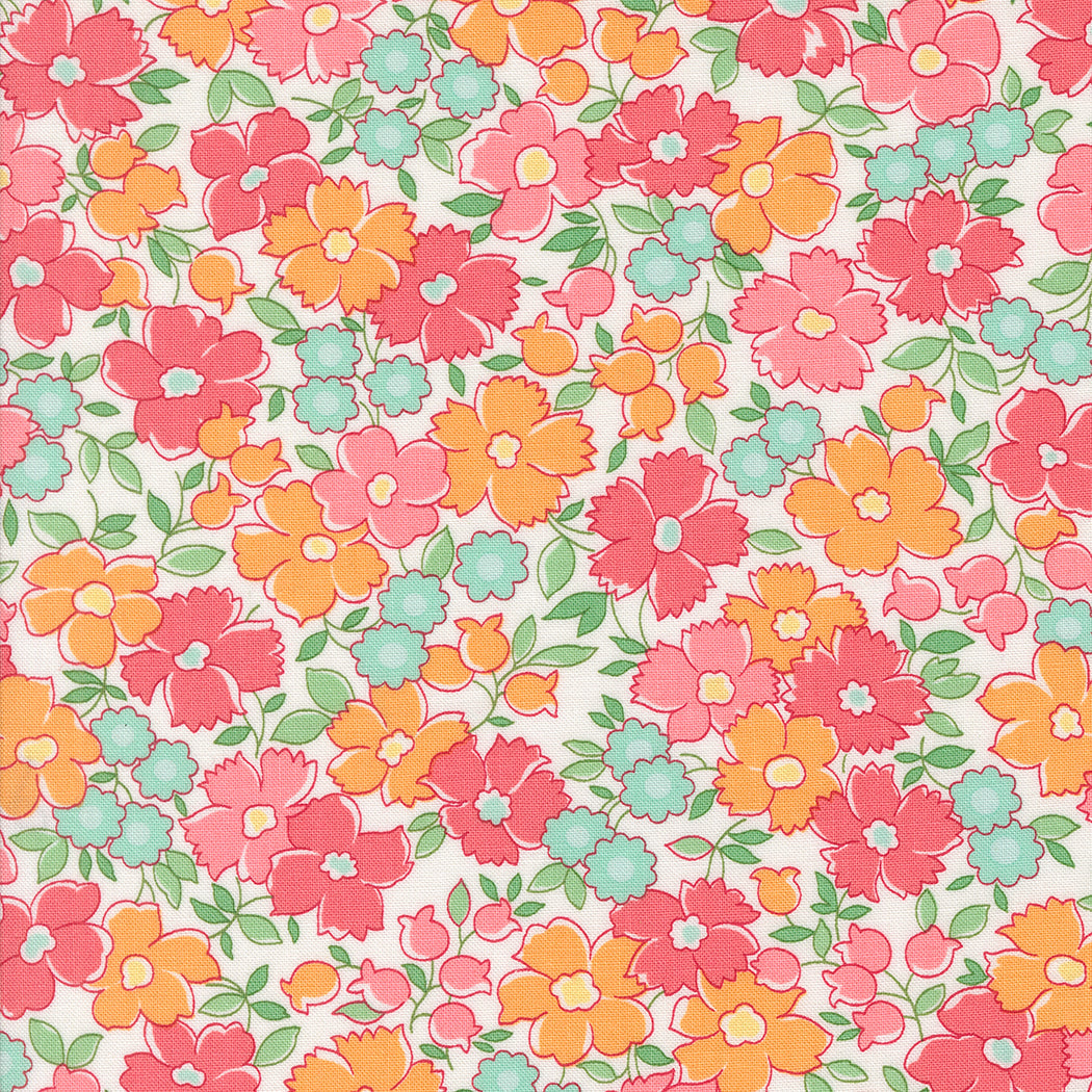 Summertime Flower Patch Florals Cream Pastel by Camille Roskelley for Moda Fabrics 55323-21