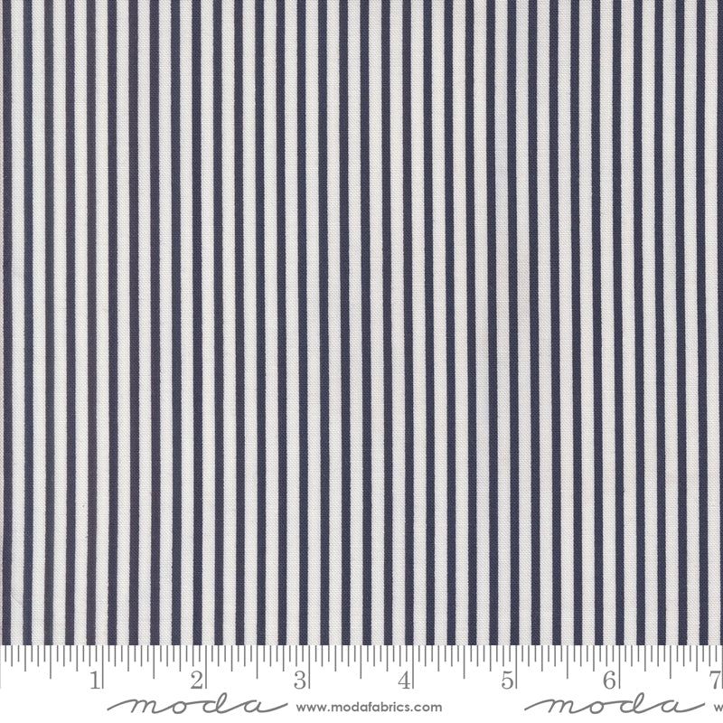 Summertime Thin Stripes Navy by Camille Roskelley for Moda Fabrics 55324-30 scale