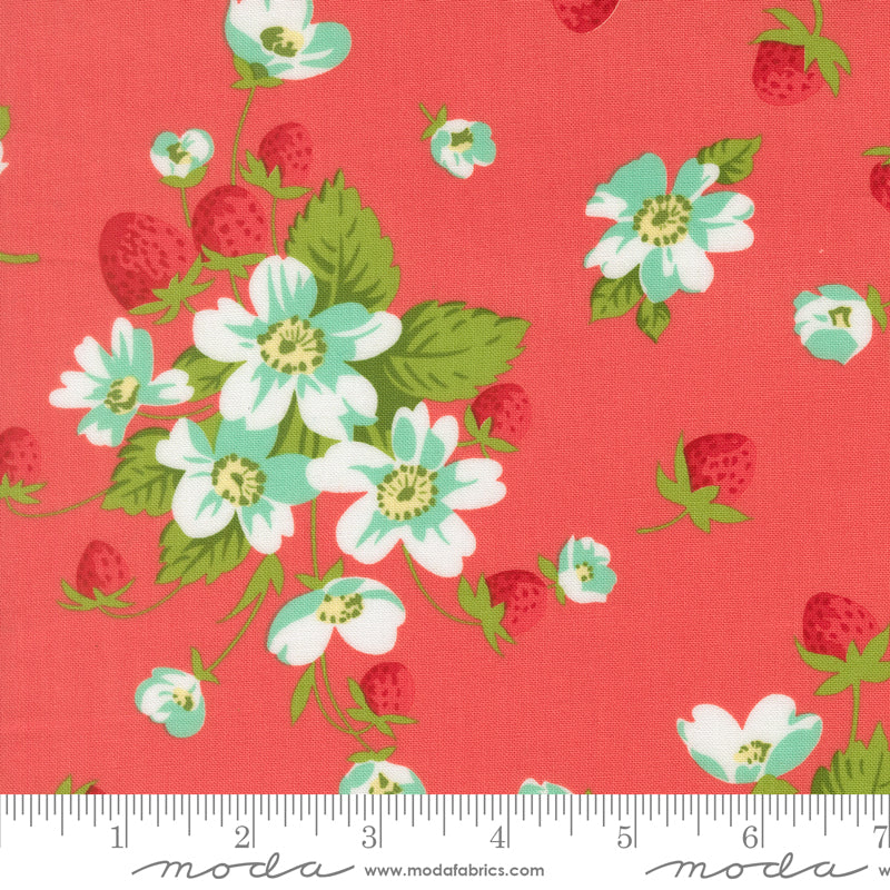 Bloomsberry In Bloom Florals Strawberries Nantucket Red by Camille Roskelley for Moda Fabrics