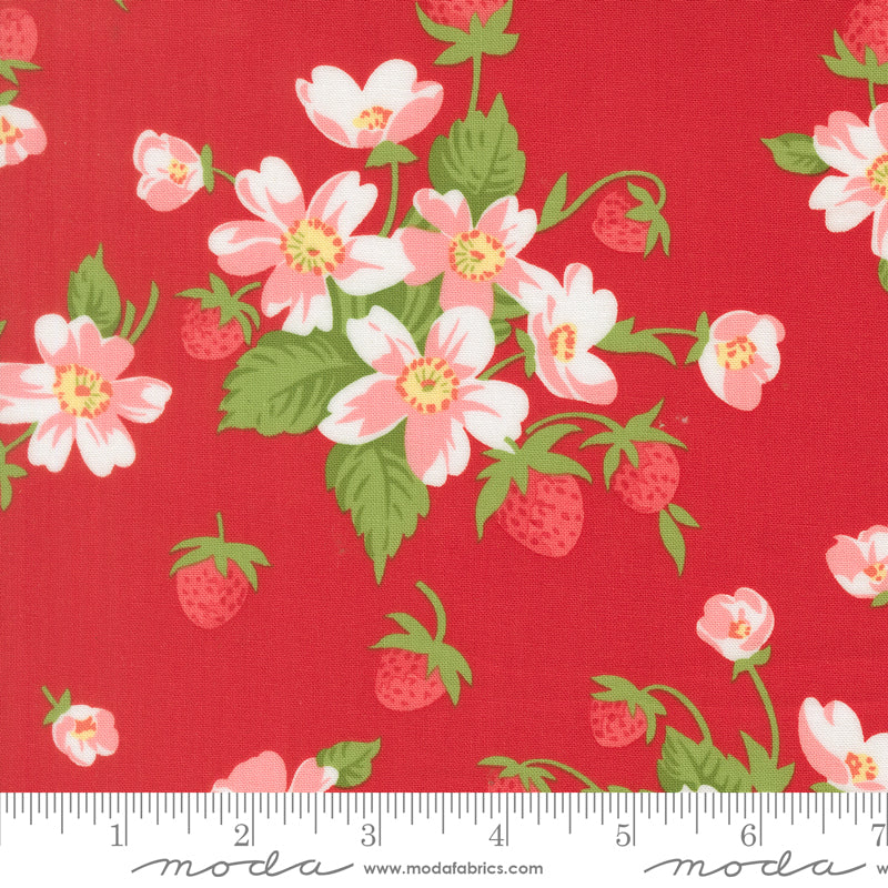 Bloomsberry In Bloom Florals Strawberries Red by Camille Roskelley for Moda Fabrics
