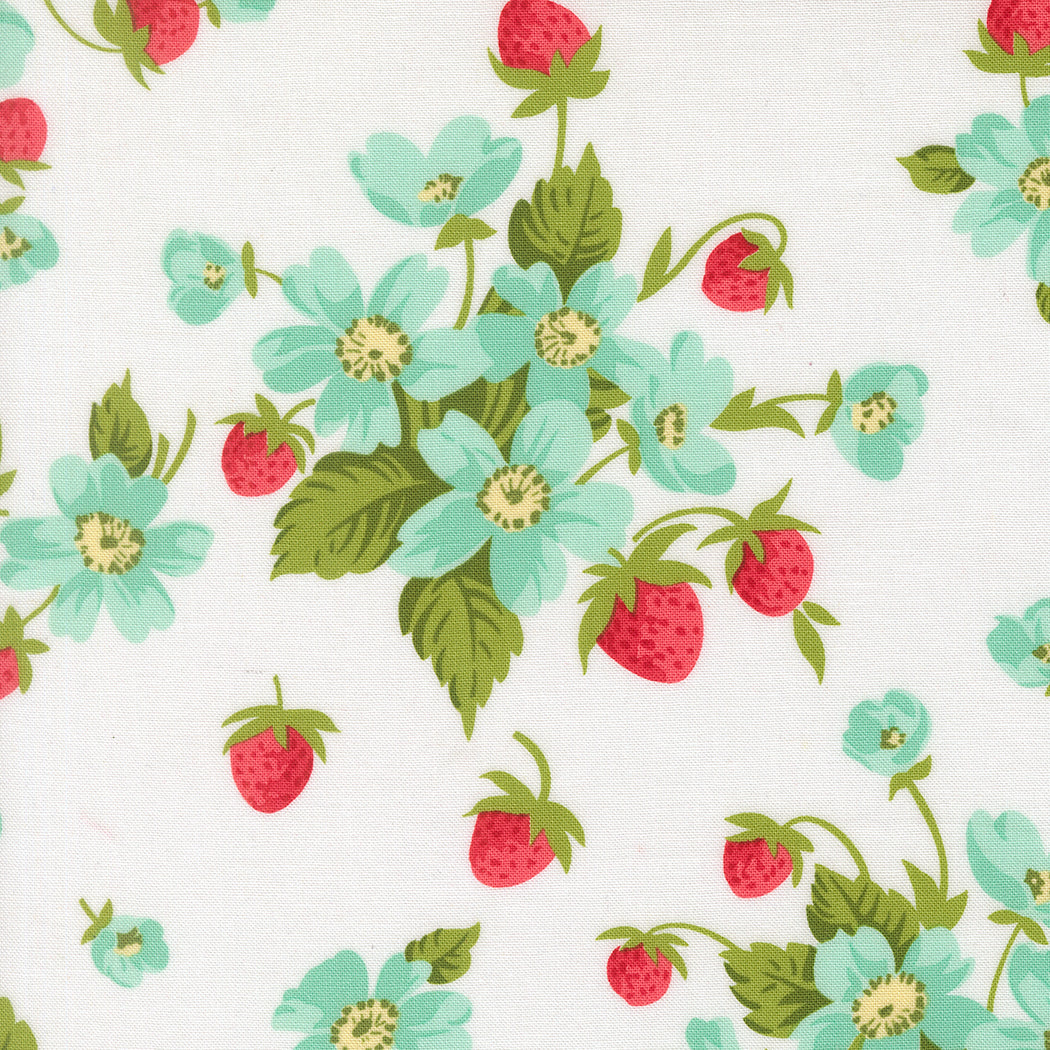 Bloomsberry In Bloom Florals Strawberries White by Camille Roskelley for Moda Fabrics