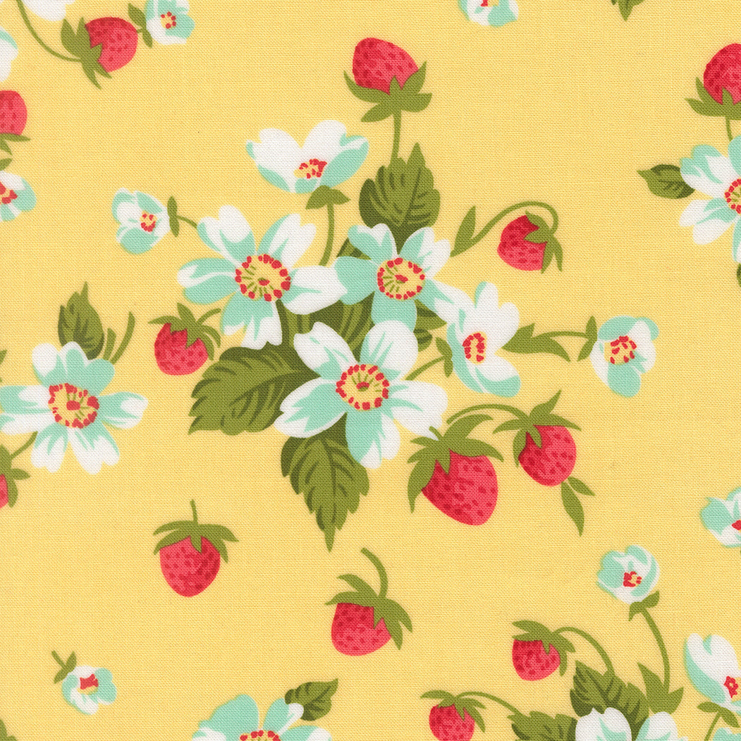 Bloomsberry In Bloom Florals Strawberries Buttermilk by Camille Roskelley for Moda Fabrics