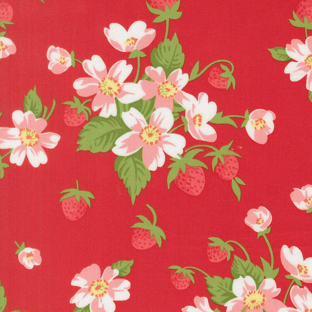 Bloomsberry In Bloom Florals Strawberries Red by Camille Roskelley for Moda Fabrics