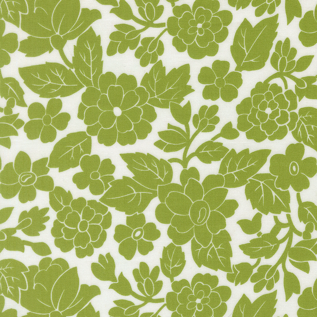 Bloomsberry London Damask Floral White Leaf by Camille Roskelley for Moda Fabrics