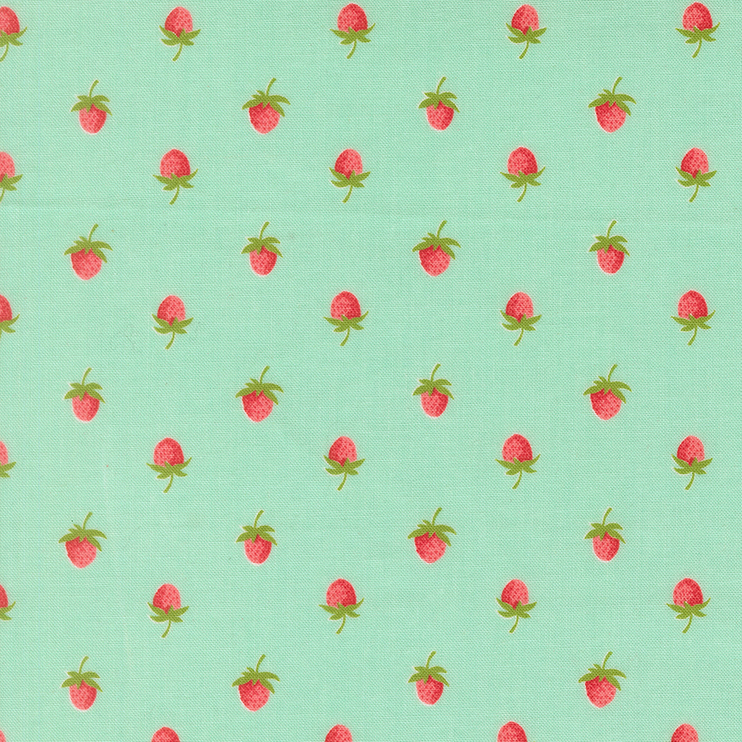 Bloomsberry Berries Novelty Strawberries Aqua by Camille Roskelley for Moda Fabrics