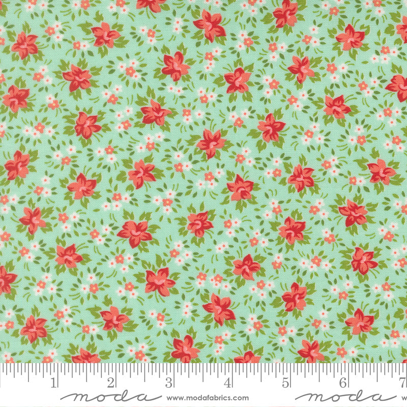 Bloomsberry Marylebone Small Floral Aqua by Camille Roskelley for Moda Fabrics