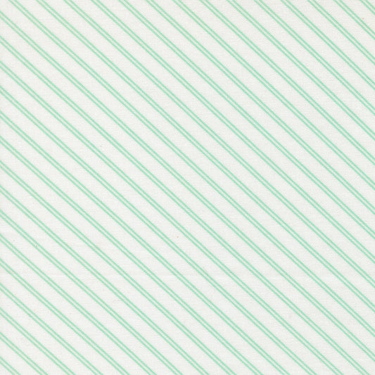 Bloomsberry Stripes Stripes White Aqua by Camille Roskelley for Moda Fabrics